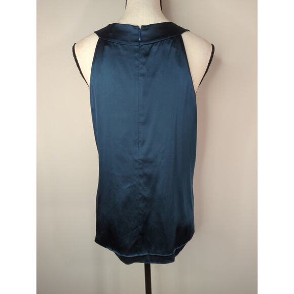 Theory Turquoise 100% Silk Satin Top Women's Medium Business Casual Modest - Picture 5 of 8